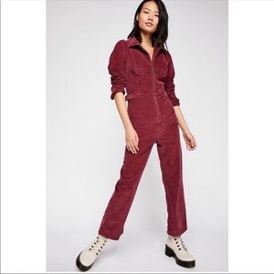 Free People Corduroy Boilersuit Jumpsuit Mulberry